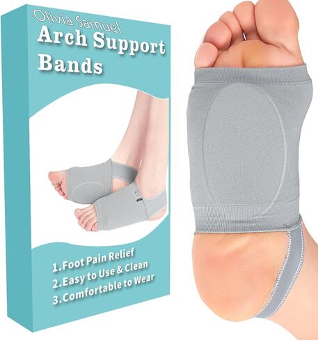 أوليفيا صامويل أكمام دعم قوس القدم، وسادة جل من الداخل للنساء والرجال، شريط دعم أخمصي قابل للتعديل، أغطية دعم قوس قابلة للتنفس للأقدام المسطحة العالية والقوس الساقط (قطعتان) in Kuwait