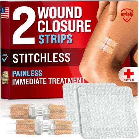 Emergency Wound Closure Strips - 2pk - Laceration Closure Kit - Stitchless & Easy to Use - Butterfly Bandages in Kuwait