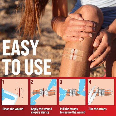 Emergency Wound Closure Strips - 2pk - Laceration Closure Kit - Stitchless & Easy to Use - Butterfly Bandages in Kuwait