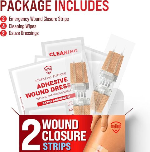 Emergency Wound Closure Strips - 2pk - Laceration Closure Kit - Stitchless & Easy to Use - Butterfly Bandages in Kuwait