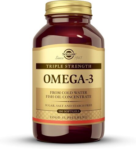 Solgar Triple Strength Omega-3 950 mg، 100 كبسولة هلامية - يدعم صحة القلب والأوعية الدموية والمفاصل والجلد - مكمل صحي للقلب - الأحماض الدهنية الأساسية - غير معدلة وراثيًا، خالي من الغلوتين / منتجات الألبان - 100 حصة in Saudi Arabia