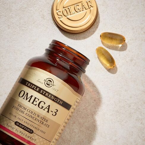 Solgar Triple Strength Omega-3 950 mg، 100 كبسولة هلامية - يدعم صحة القلب والأوعية الدموية والمفاصل والجلد - مكمل صحي للقلب - الأحماض الدهنية الأساسية - غير معدلة وراثيًا، خالي من الغلوتين / منتجات الألبان - 100 حصة in Saudi Arabia