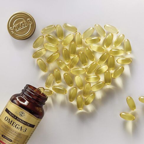 Solgar Triple Strength Omega-3 950 mg، 100 كبسولة هلامية - يدعم صحة القلب والأوعية الدموية والمفاصل والجلد - مكمل صحي للقلب - الأحماض الدهنية الأساسية - غير معدلة وراثيًا، خالي من الغلوتين / منتجات الألبان - 100 حصة in Saudi Arabia