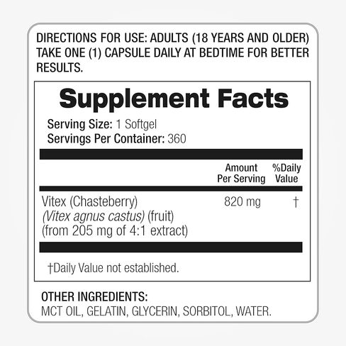 مختبر FITO MEDIC'S - مكمل Vitex للنساء - التوت - دعم انقطاع الطمث - 820 مجم لكل وجبة، 360 كبسولة هلامية - امتصاص عالي للغاية. in Kuwait