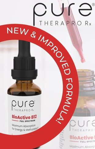 Pure TheraPro BioActive Vegan Methylated Vitamin B12 Sublingual Liquid Methylcobalamin, Hydroxocobalamin & Adenosylcobalamin 1,000 mcg per Drop (5 Drops = 5,000mcg / 4 Month Supply) 20 ml in Kuwait