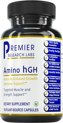 Premier Research Labs Amino HGH - Essential Amino Acids Formula - for Lean Muscle Support - with Arginine, Lysine, Ornithine, Alpha-Ketoglutarate - 105 Plant-Source Capsules in Saudi Arabia