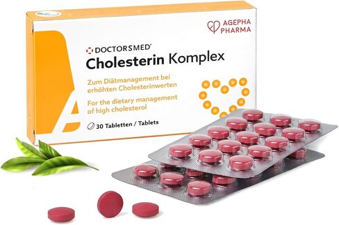 DOCTORSMED Cholesterin Komplex | 30 Vegan Tablets | Supplement to Maintain Cholesterol Levels | Red Yeast Rice Extract with Monacolin K | Gluten-Free, Lactose-Free | Manufactured in Europe in Saudi Arabia