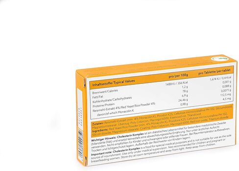 DOCTORSMED Cholesterin Komplex | 30 Vegan Tablets | Supplement to Maintain Cholesterol Levels | Red Yeast Rice Extract with Monacolin K | Gluten-Free, Lactose-Free | Manufactured in Europe in Saudi Arabia