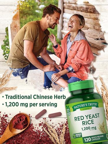 Red Yeast Rice Capsules | 120 Count | Non-GMO, Gluten Free | By Nature's Truth in Saudi Arabia