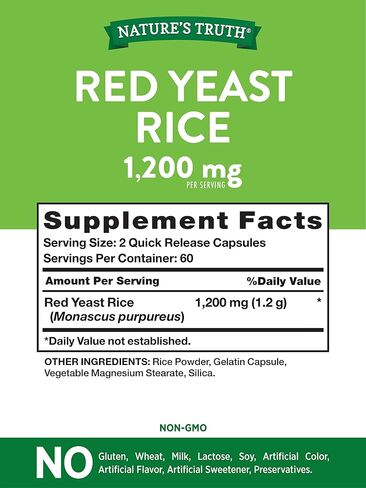 Red Yeast Rice Capsules | 120 Count | Non-GMO, Gluten Free | By Nature's Truth in Saudi Arabia