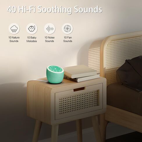 Hotmoon Sound Machine for Sleep, Cocoon 2, 40 Sounds, Dual-Speaker, Plug in | White Green Pink Brown Noise Machine for Sleeping Adults Office Privacy Baby Dogs, 4 Timers, 8 Night Light, Rain Noise Maker in Saudi Arabia