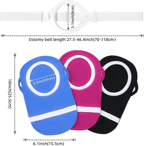 Fewener Ostomy Bag Covers Kit - 3Pcs Colostomy Bag Covers for Women with Adjustable Belt, Odor Reducing Ostomy Pouch Covers, 3.5inch Round Opening Colostomy Bag Covers for Men, Ileostomy, Washable in Kuwait