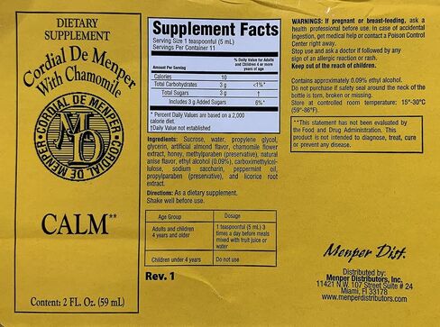 Cordial De Menper with Chamomile 2oz Dietary Supplement in Saudi Arabia