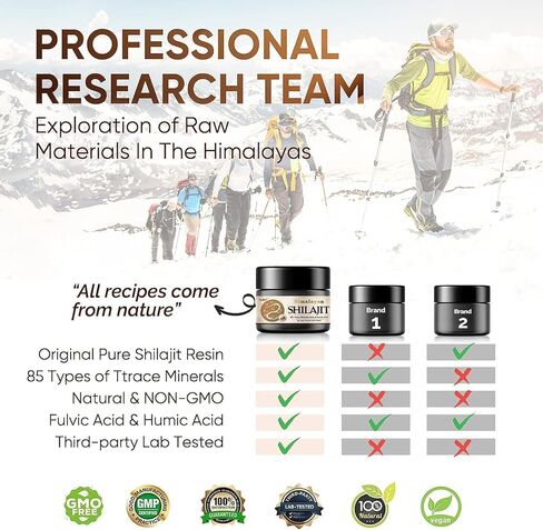 شيلاجيت راتنج شيلاجيت العضوي النقي في الهيمالايا، راتنج شيلاجيت عضوي طبيعي فعال مع 85+ من المعادن النزرة وحمض الفولفيك للطاقة ودعم المناعة in Kuwait