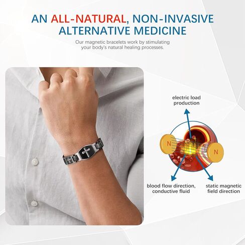 Jecanori Magnetic Bracelets for Men,Titanium Steel Bracelet for Men with Magnets,Adjustable Length with Sizing Tool,Magnetic Field Therapy(Silver) in Saudi Arabia