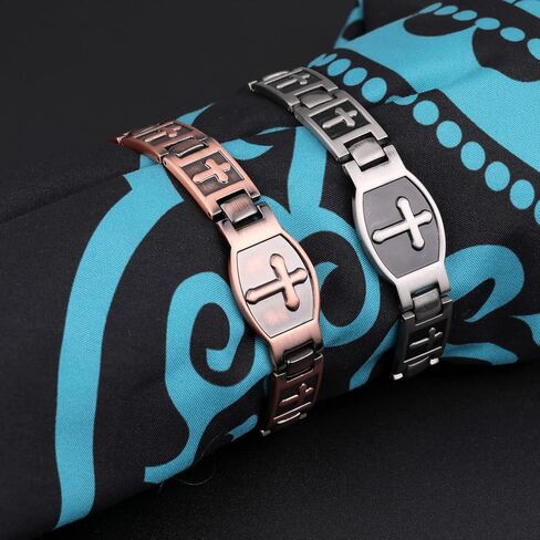 Jecanori Magnetic Bracelets for Men,Titanium Steel Bracelet for Men with Magnets,Adjustable Length with Sizing Tool,Magnetic Field Therapy(Silver) in Saudi Arabia