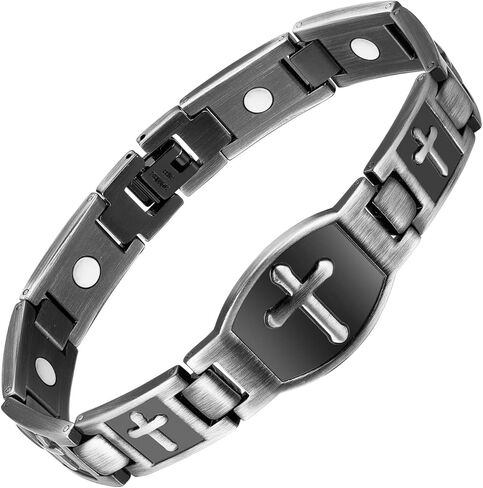 Jecanori Magnetic Bracelets for Men,Titanium Steel Bracelet for Men with Magnets,Adjustable Length with Sizing Tool,Magnetic Field Therapy(Silver) in Saudi Arabia