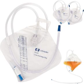 Urine Drainage Bag with 18" Extended Tube (3 Pack) - Urine Bag with Anti-Reflux Chamber with Splash-Resistant Drain Spout - 2000 mL Vinyl Urine Bags for Men - 40" Tube Drainage - Stock Your Home