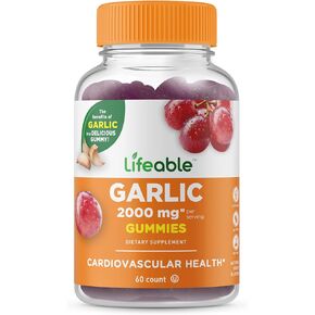 Lifeable Garlic Gummies - 2000 mg - Great Tasting Natural Flavor Gummy Vitamin Supplement - Gluten Free, Vegetarian, GMO Free Chewable - for Adults 90 Gummies in Kuwait