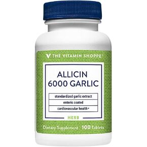 The Vitamin Shoppe Allicin 6000mcg Garlic, 650mg,Promotes Healthy Cholesterol and Overall Hearth Health, Take Once Daily (100 Tablets) in Saudi Arabia