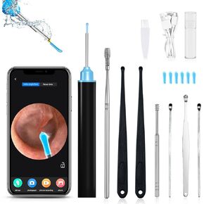 كاميرا مجموعة إزالة شمع الأذن من Thlevel، منظف الأذن البصري 1080 بكسل، مجموعة إزالة شمع الأذن المحدثة مع 6 مصابيح و7 قطع مجموعة أذن لأجهزة iPhone، وipad، وAndroid/الكبار، والأطفال، والحيوانات الأليفة. in Kuwait