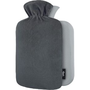 زجاجة ماء ساخن من قمفور مع غطاء من الصوف الناعم - مقاس كبير 1.8 لتر - كيس ماء ساخن كلاسيكي فاخر لتخفيف الآلام والتشنجات والليالي المريحة - جهاز تدفئة القدمين والسرير - وسادة تسخين المياه - هدية رائعة - أزرق داكن in Kuwait