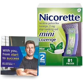 Nicorette 2 mg Mini Nicotine Lozenges to Help Quit Smoking with Behavioral Support Program - Mint Flavored Stop Smoking Aid, 81 Count in Kuwait