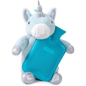 HomeTop Premium Classic Rubber Hot Water Bottle with Cute Unicorn Cover (2L, Blue)