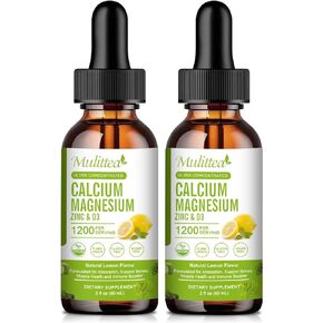 Calcium Magnesium Zinc with Magnesium Glycinate 500mg Plus Vitamin C D3 K2 | 2 Month Supply | Calcium Supplement | Bone Support | Calcium with Vitamin D3 K2 Liquid Drop | Gluten Free | (2 Pack) in Kuwait