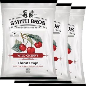 Sore Throat Drops with Pectin by Smith Brothers (Wild Cherry, 90 Count): Vintage Candy Throat Lozenges - The Original American Cough Drop in Saudi Arabia