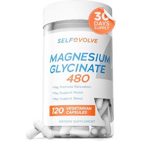 SELFevolve Magnesium Glycinate 480mg - High Absorption Magnesium Supplement Support Stress Relief, Sleep, Heart Health, Nerves, Muscles, and Metabolism, 120 Veggie Capsules, 1 Month Supply in Saudi Arabia