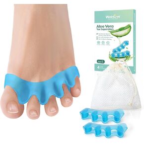 Welnove Toe Separators Bunion Correctors - 4 Pcs Gel Toe Spacers Aloe Vera Extract Infused, Overlapping ＆ Hammer Toe Straighteners for Women Men, Silicone Toe Cushion for Yoga Practice in Kuwait