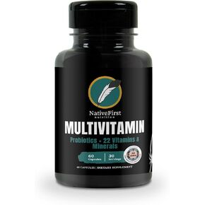 NativeFirst Multivitamin Complex Capsules: Inspired by Native American Wisdom | (60 Capsules / 22 Vitamins & Minerals + Probiotics) - Non-GMO, Gluten Free Vitamin & Mineral Supplement in Saudi Arabia