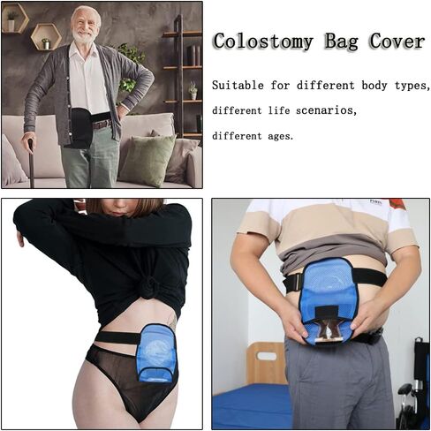 Ostomy Bag Cover with Adjustable Fixation Band, Breathable Ileostomy Supplies, Ostomy Pouch Stretchy Colostomy Bag Cover for Colonoscopy Ileostomy Stoma Care Supplies (Blue Breathable) in Saudi Arabia