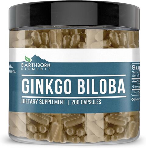 Earthborn Elements Ginkgo Biloba 200 Capsules, Pure & Undiluted, No Additives in Saudi Arabia