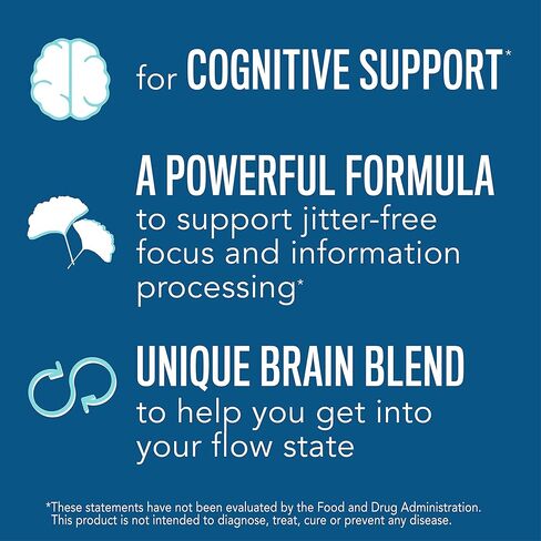 أداء الدماغ الطبيعي والحيوي، مع مستخلص الجنكة والباكوبا، وإل-جلوتامين، ونبتة سانت جونز؛ يساعد على دعم الإدراك والانتباه والذاكرة العاملة؛ خالي من الغلوتين؛ 60 كبسولة مرة واحدة يوميًا* in Kuwait