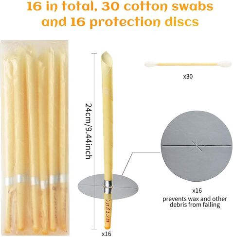 Beeswax Ear Candles Wax Removal，16Pcs Ear Wax Removal, Earwax Remover Ear Cleaning Tool,Wax Remova in Kuwait