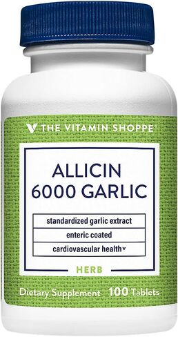The Vitamin Shoppe Allicin 6000mcg Garlic, 650mg,Promotes Healthy Cholesterol and Overall Hearth Health, Take Once Daily (100 Tablets) in Saudi Arabia