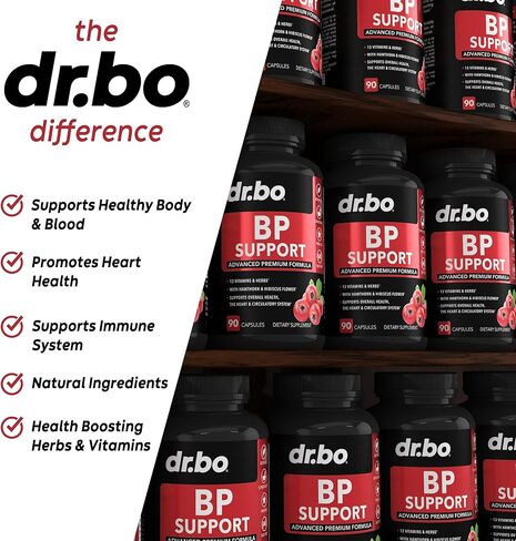 دكتور. مكمل دعم BO Blood BP - الثوم العشبي الصحي ومكملات الكركديه الطبيعية، تركيبة الفيتامينات والأعشاب الصحية - حبوب الزعرور، مزيج فيتامينات القلب، كبسولات مكملات التدفق للنساء والرجال in Kuwait