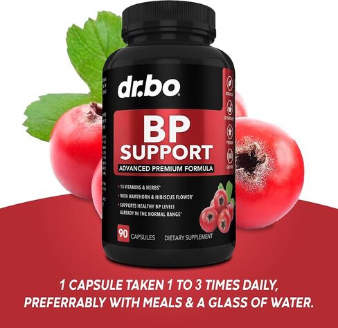 دكتور. مكمل دعم BO Blood BP - الثوم العشبي الصحي ومكملات الكركديه الطبيعية، تركيبة الفيتامينات والأعشاب الصحية - حبوب الزعرور، مزيج فيتامينات القلب، كبسولات مكملات التدفق للنساء والرجال in Kuwait