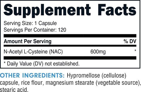 مكمل NAC (N-Acetyl Cysteine) 600 مجم لكل جرعة، أساسيات (120 وجبة، 120 كبسولة) in Kuwait