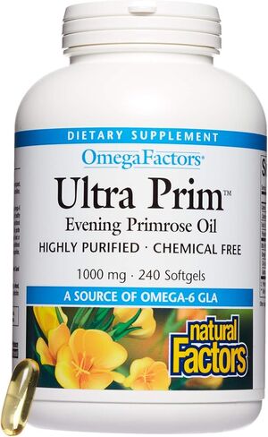 Omega Factors by Natural Factors, Ultra Prim Evening Primrose Oil, Promotes Women's and Immune Health with Omega-6 GLA, 240 softgels (240 servings) in Saudi Arabia