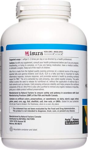 Omega Factors by Natural Factors, Ultra Prim Evening Primrose Oil, Promotes Women's and Immune Health with Omega-6 GLA, 240 softgels (240 servings) in Saudi Arabia