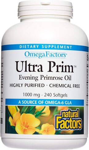 Omega Factors by Natural Factors, Ultra Prim Evening Primrose Oil, Promotes Women's and Immune Health with Omega-6 GLA, 240 softgels (240 servings) in Saudi Arabia