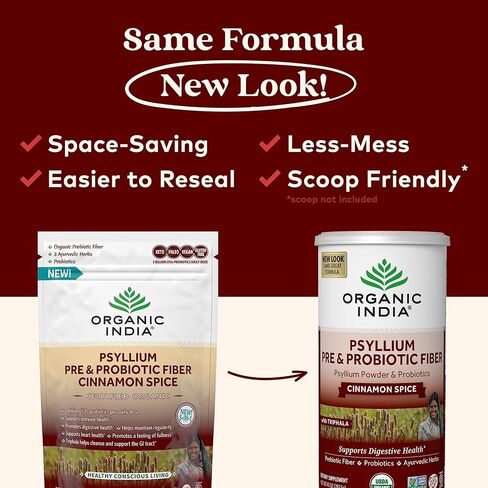 ORGANIC INDIA Psyllium Husk Pre & Probiotic Fiber - Psyllium Husk Powder, Keto, Paleo, Vegan, Gluten Free, Dietary Fiber Power, Psyllium Husk Whole - Original Flavor, 10 Oz Bag in Kuwait