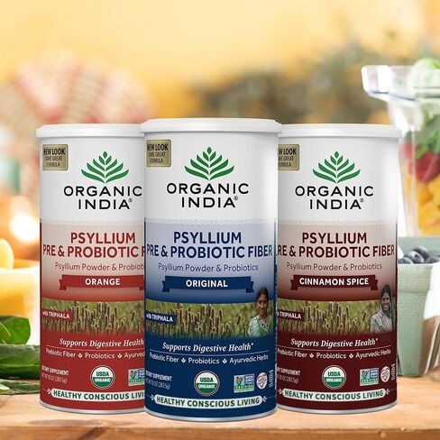 ORGANIC INDIA Psyllium Husk Pre & Probiotic Fiber - Psyllium Husk Powder, Keto, Paleo, Vegan, Gluten Free, Dietary Fiber Power, Psyllium Husk Whole - Original Flavor, 10 Oz Bag in Kuwait