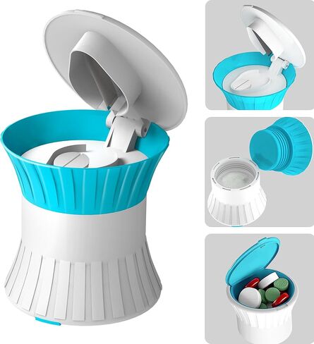 TALVOLC M Pill Cutter and Splitter for Small or Large Pills - [3 in 1] - Tablets Crusher Grinder - Pills Cutter with Small Pill Box Organizer, Portable Travel Sized- Multifunction in Kuwait