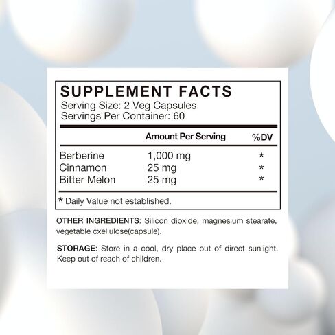 Berberine Supplement 1000mg with Ceylon Cinnamon, Bitter Melon, 3 in 1 Triple Action Formula Berberine HCL Supplements, for Immune, Cardiovascular, Gastrointestinal, 120 Veggie Capsules, Made in USA in Kuwait
