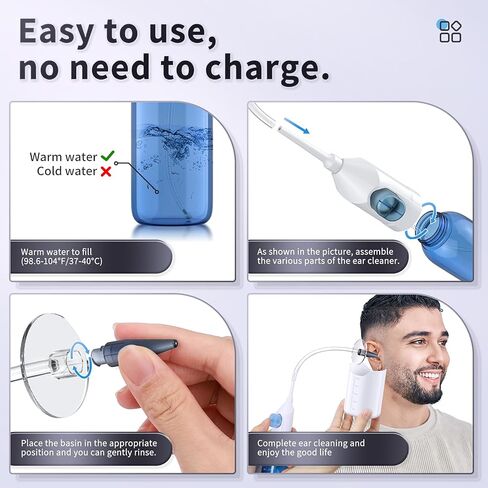 Ear Wax Removal, Manual Ear Irrigation Flushing System, Ear Wax Removal Tool, Safe and Effective Ear Cleaning Kit, Ear Cleaner - Includes Basin,10 Tips in Kuwait