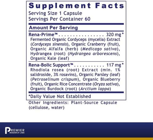 Premier Research Labs RenaVen - Premier Kidney Support - with Fermented Cordyceps - Kidney Health & Functions - Cranberry, Alfalfa, Hydrangea & Parsley - Vegan - 60 Plant-Source Capsules in Saudi Arabia